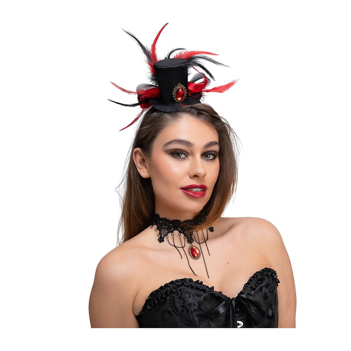 Wicked Costumes Ltd - Vampiress Top Hat & Necklace - Adult - Fancy Dress Central