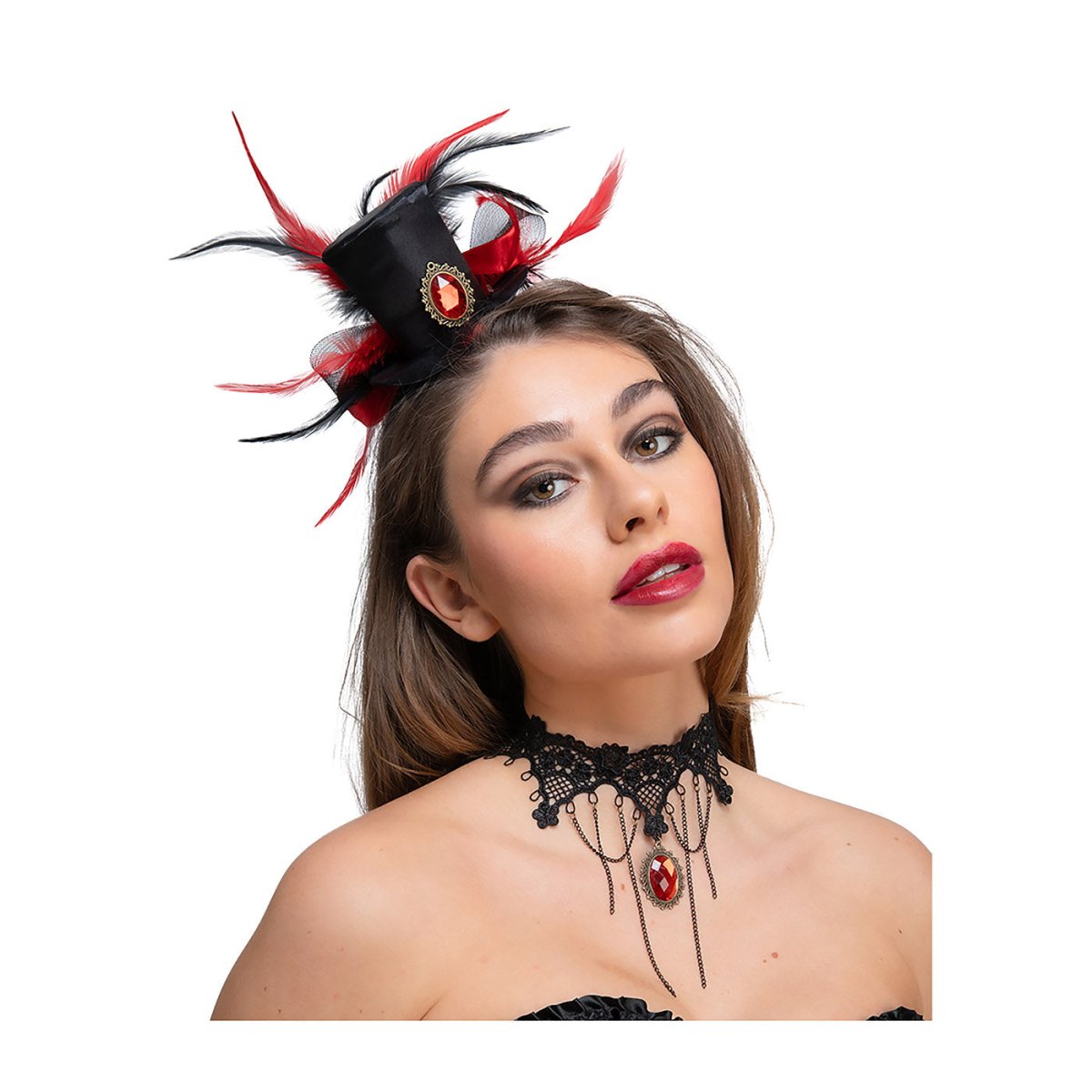 Wicked Costumes Ltd - Vampiress Top Hat & Necklace - Adult - Fancy Dress Central