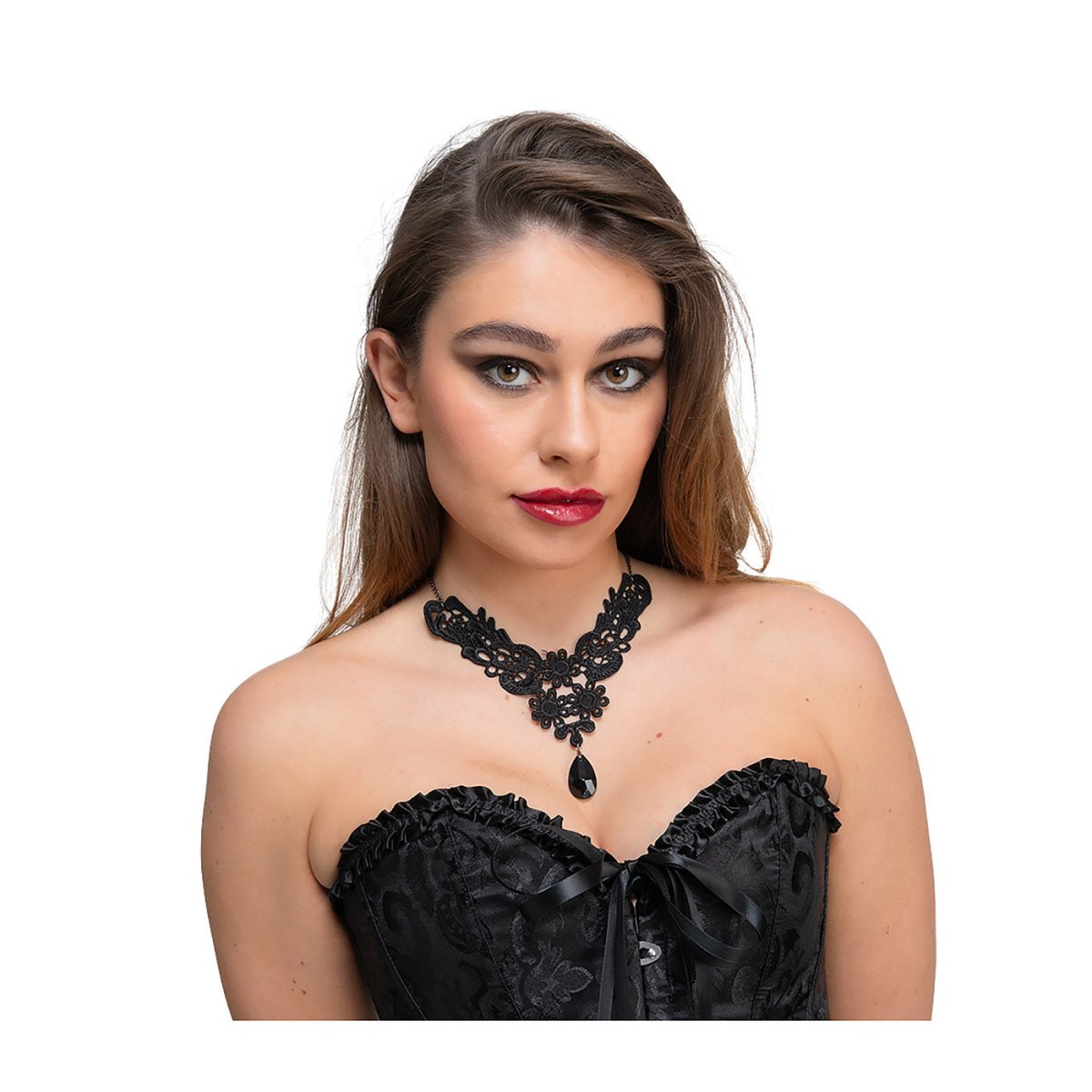 Wicked Costumes Ltd - Black Lace Gothic Necklace - Adult - Fancy Dress Central