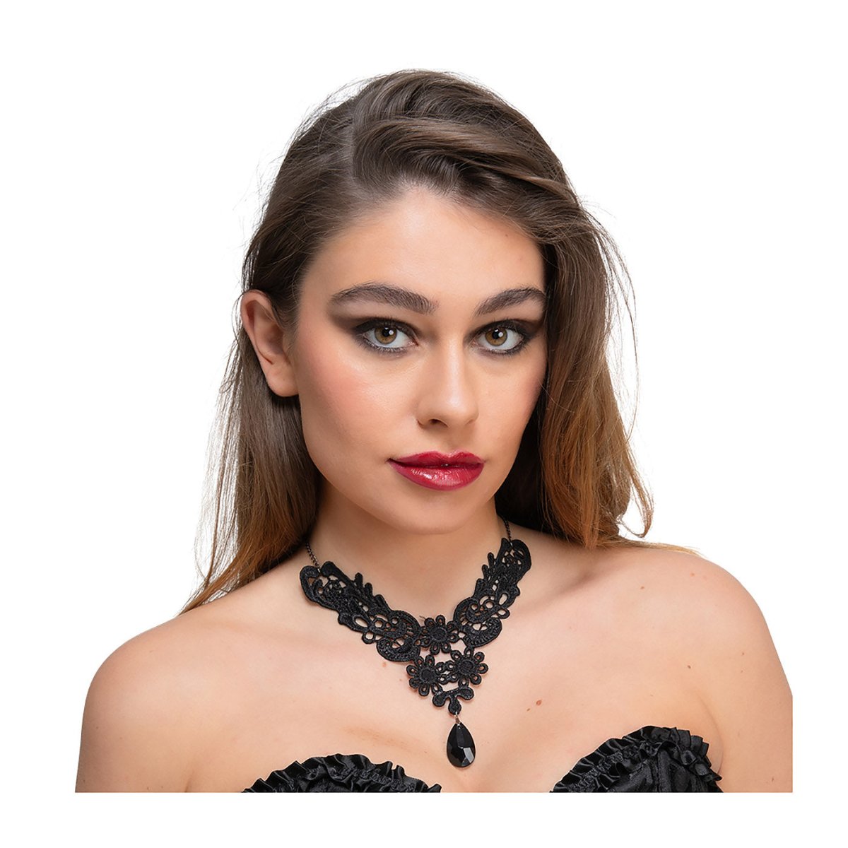 Wicked Costumes Ltd - Black Lace Gothic Necklace - Adult - Fancy Dress Central