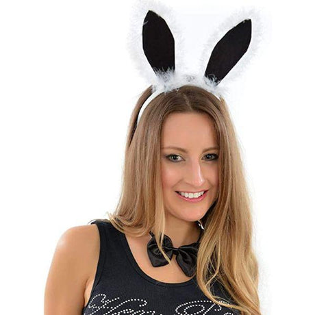 Henbrandt Bunny Ears on a Headband & Tail Fancy Dress Costume Accessory