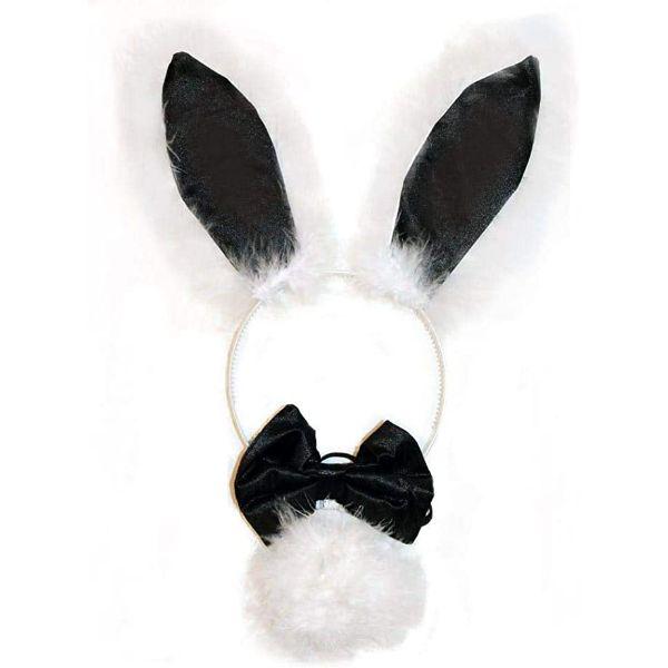 Henbrandt Bunny Ears on a Headband & Tail Fancy Dress Costume Accessory