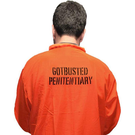 Henbrandt Convict Prisoner Jumpsuit Men's Fancy Dress Costume