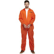Henbrandt Convict Prisoner Jumpsuit Men's Fancy Dress Costume