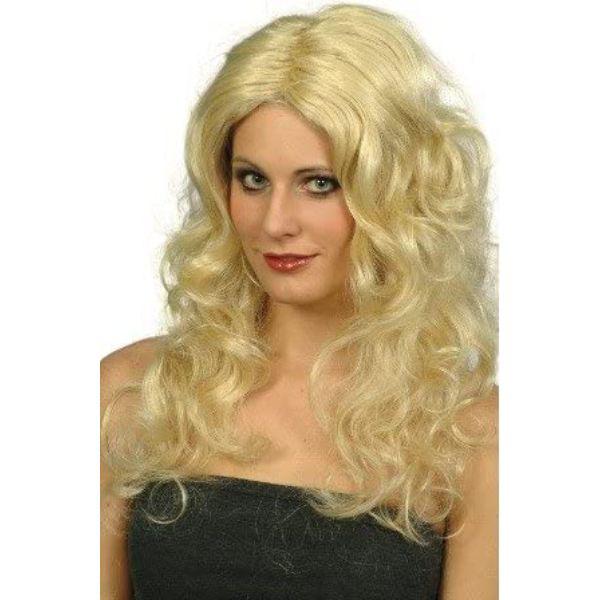 Smiffy's Glamour Wig with Curls Women's Long Blonde Fancy Dress Accessory