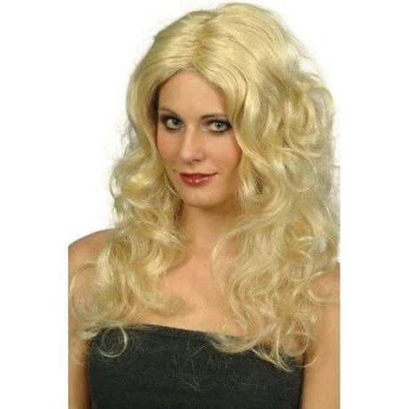 Smiffy's Glamour Wig with Curls Women's Long Blonde Fancy Dress Accessory