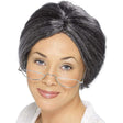 Smiffys Grey Granny Bun Wig Women's Fancy Dress Accessory