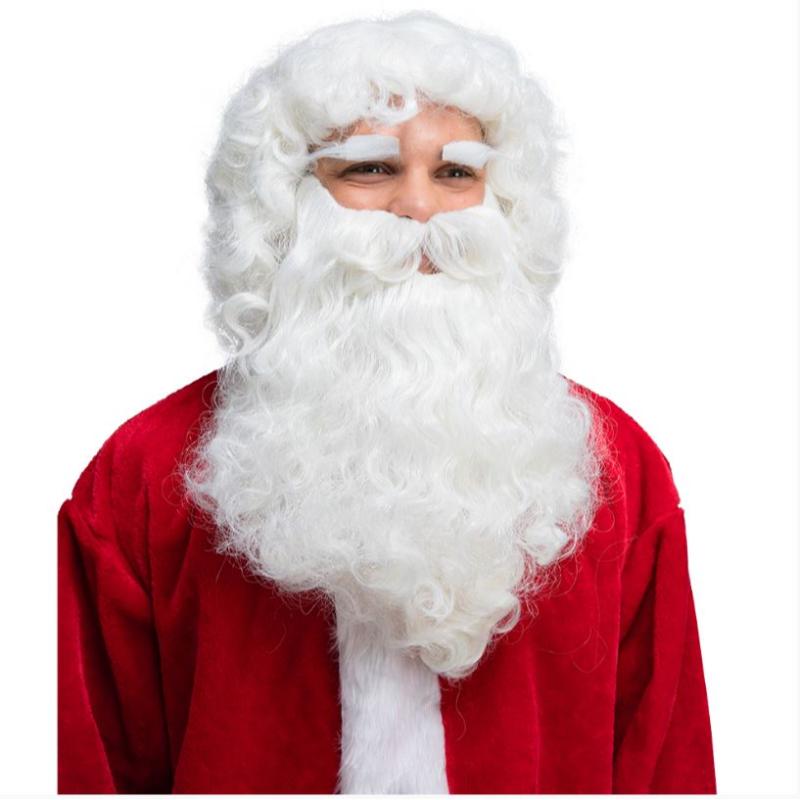 Ultimate Santa Wig, Beard & Eyebrows - Wicked Costumes Adult Fancy Dress