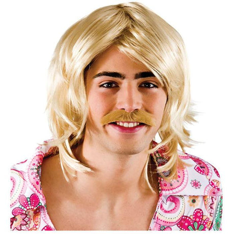 Wicked Costumes 70's Wig & Tash - Blonde Fancy Dress Accessory