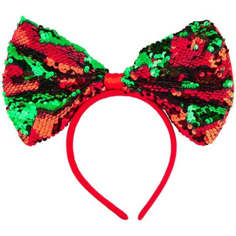 Wicked Costumes Ltd - Sequin Christmas Gift Bow on a Headband - Adult - Fancy Dress Central