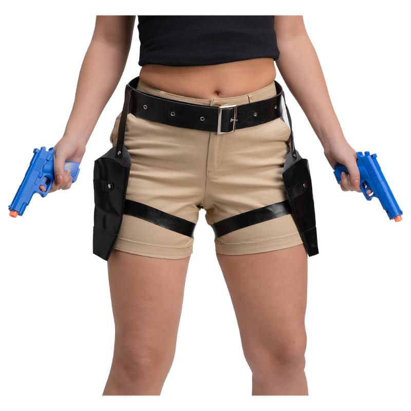 Wicked Costumes Double Thigh Holsters with Guns Adults Fancy Dress