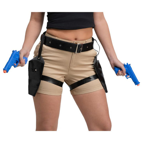 Wicked Costumes Double Thigh Holsters with Guns Adults Fancy Dress