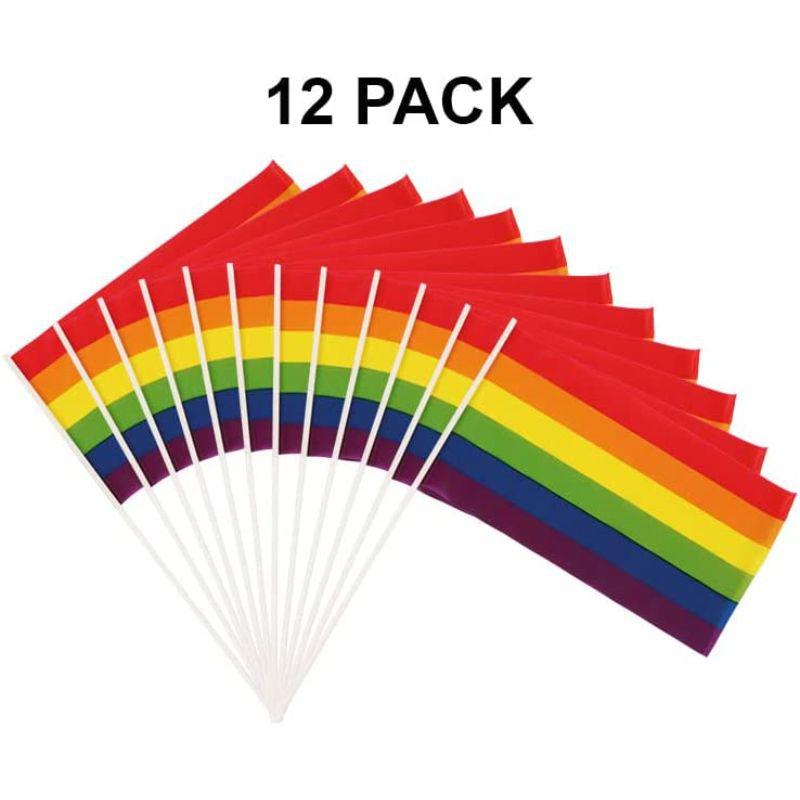 Wicked Costumes Rainbow Hand Waving Flags (12 Pack)
