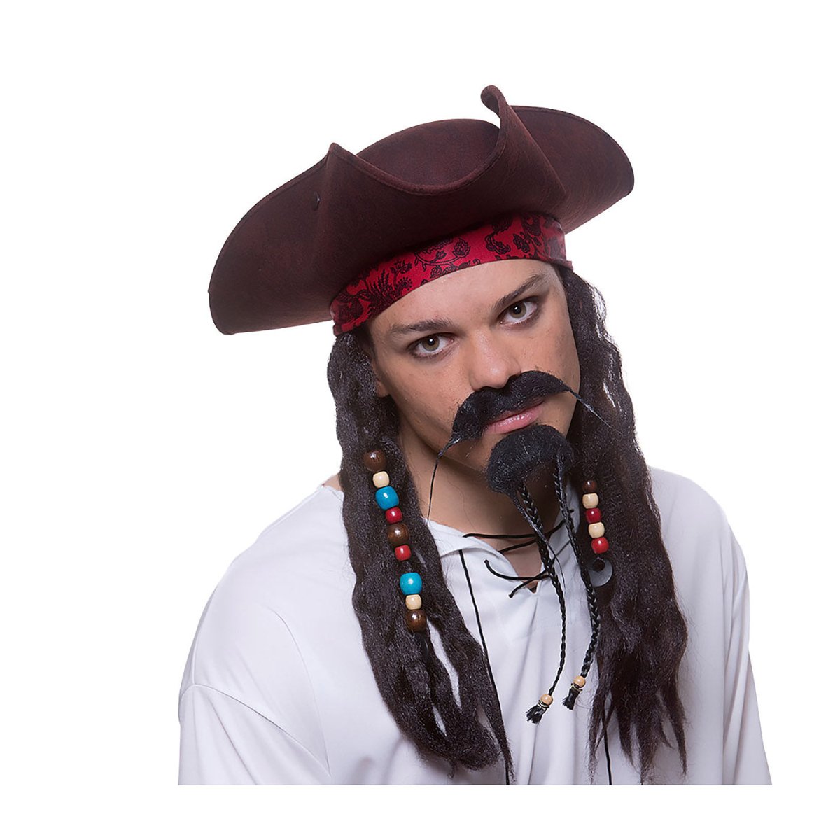 Wicked Costumes Ltd - Pirate Hat with Braids & Beads - Adult - Fancy Dress Central