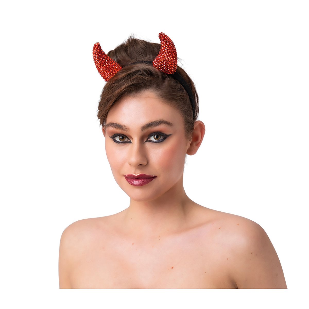 Wicked Costumes Ltd - Rhinestone Devil Horns on a Headband - Adult - Fancy Dress Central