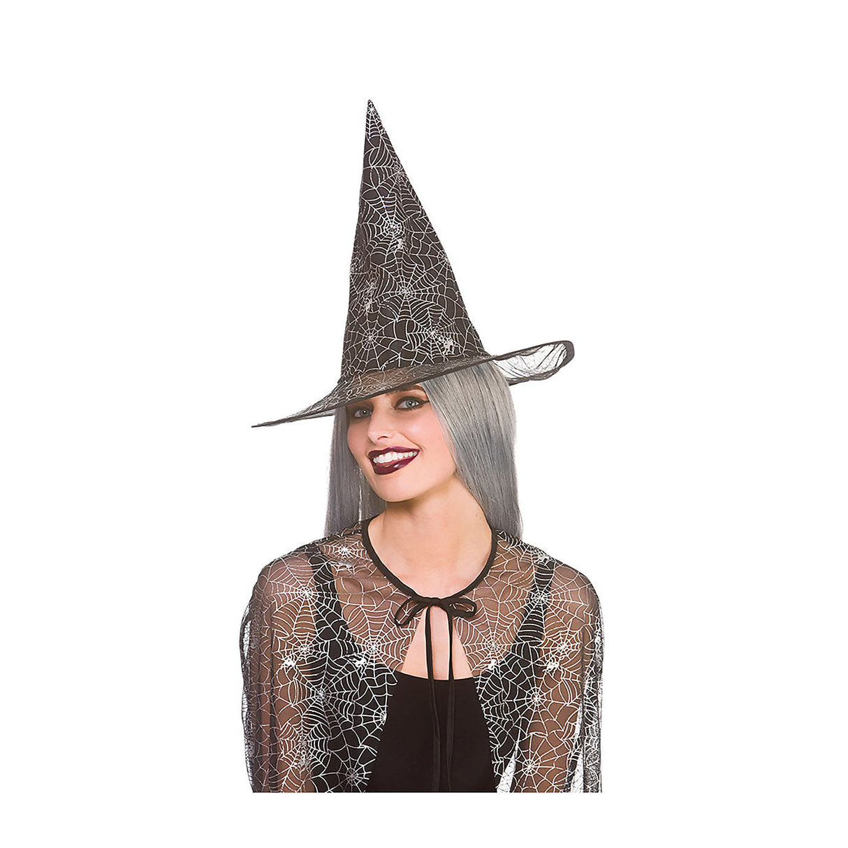 Shimmering Spider Web Witch Cape & Hat - Women