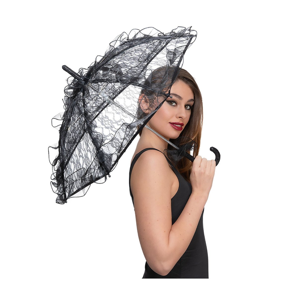 Wicked Costumes Ltd - Gothic Victorian Lace Parasol (Black) - Adult - Fancy Dress Central