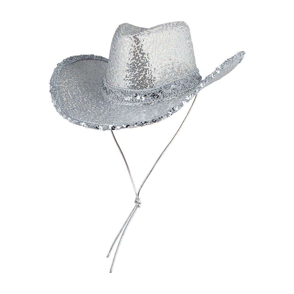 Wicked Costumes Ltd - Silver Sequin Texan Cowboy Hat - Adult - Fancy Dress Central