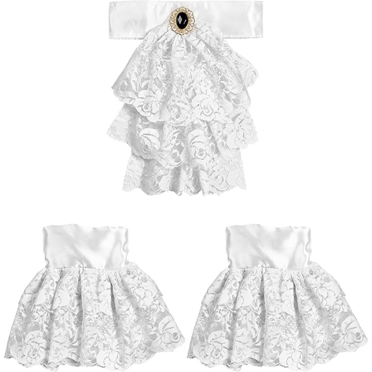 Lace Jabot with Gem & Cuffs - Adult