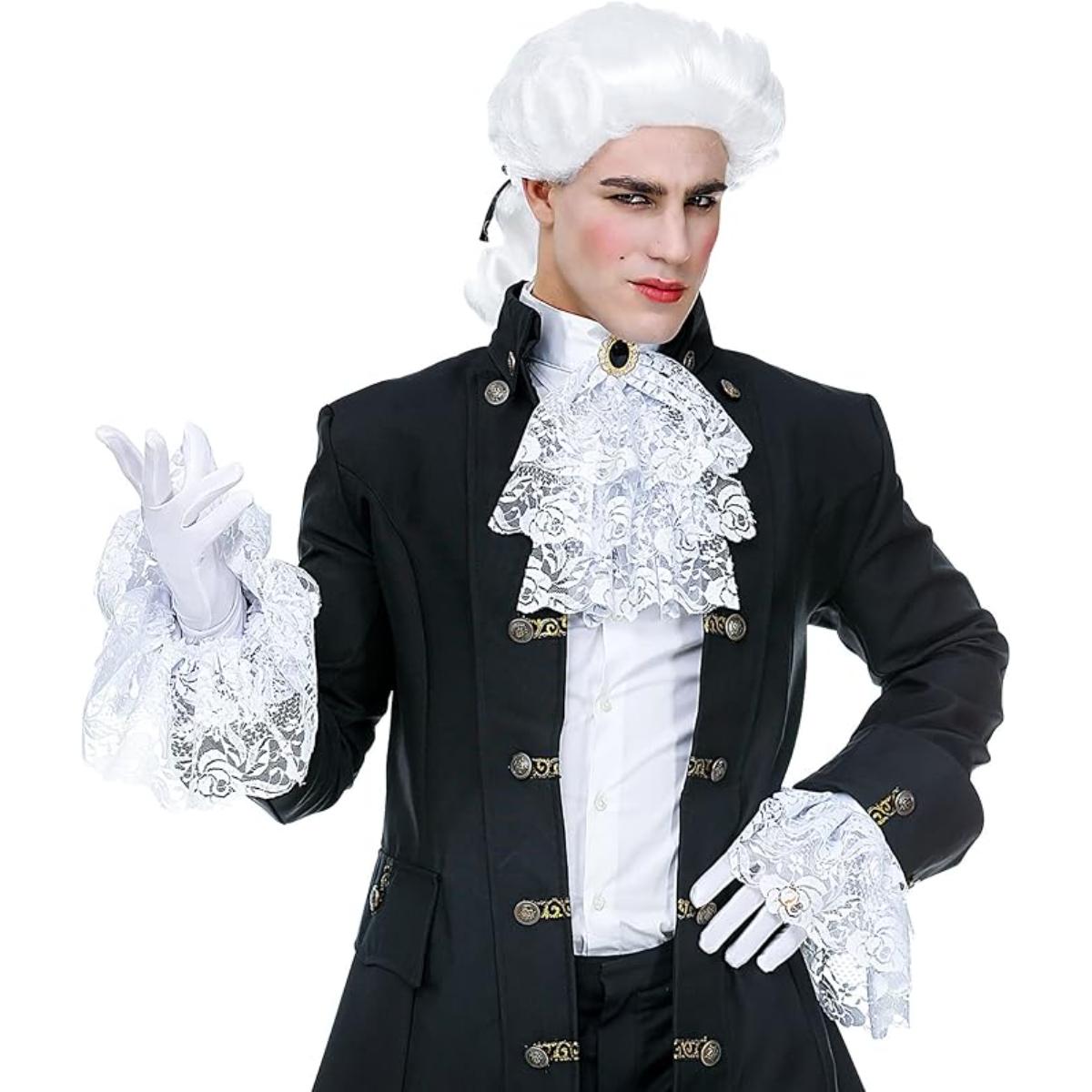Lace Jabot with Gem & Cuffs - Adult