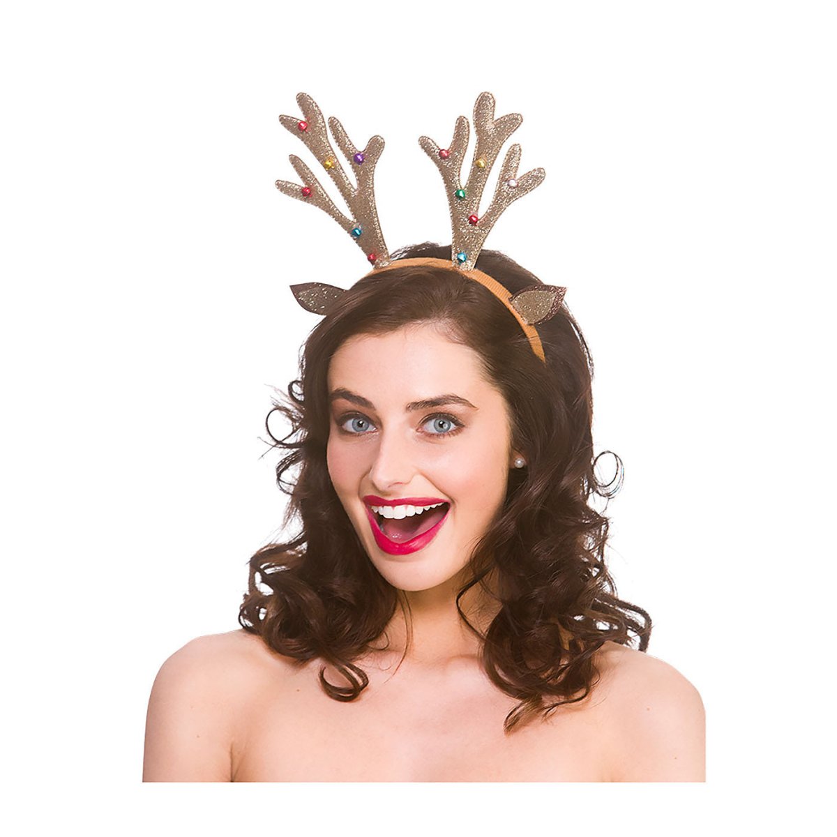 Wicked Costumes Ltd - Glitter Reindeer Antlers on a Headband - Adult - Fancy Dress Central