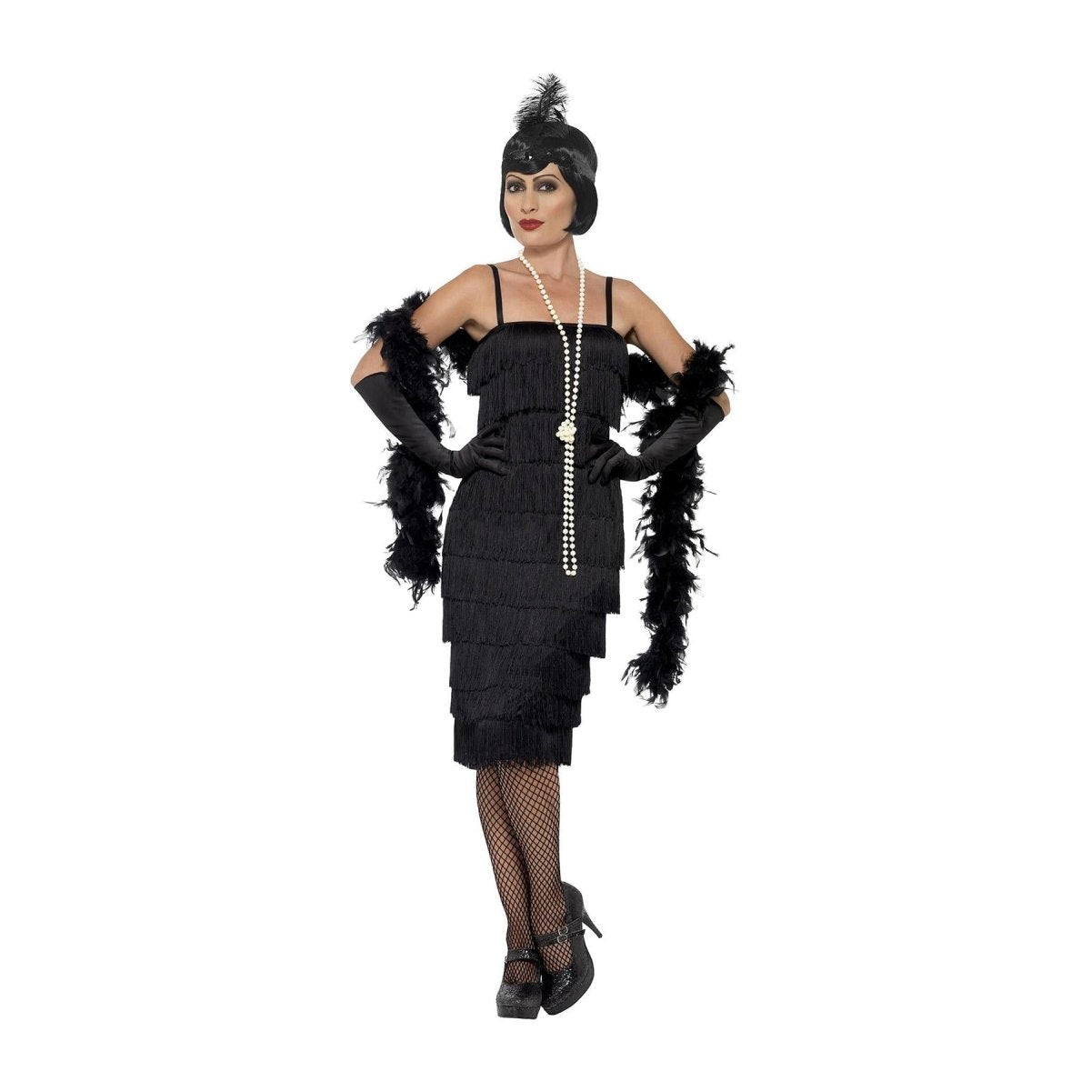Smiffys - Long Flapper Costume (Black) - Women - Fancy Dress Central