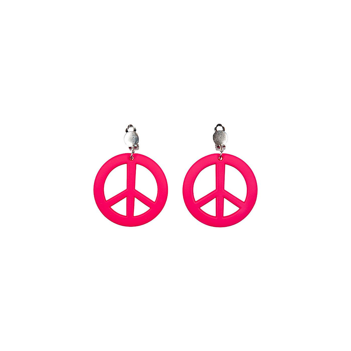 Wicked Costumes - Hot Pink Hippie Peace Earrings - Adult