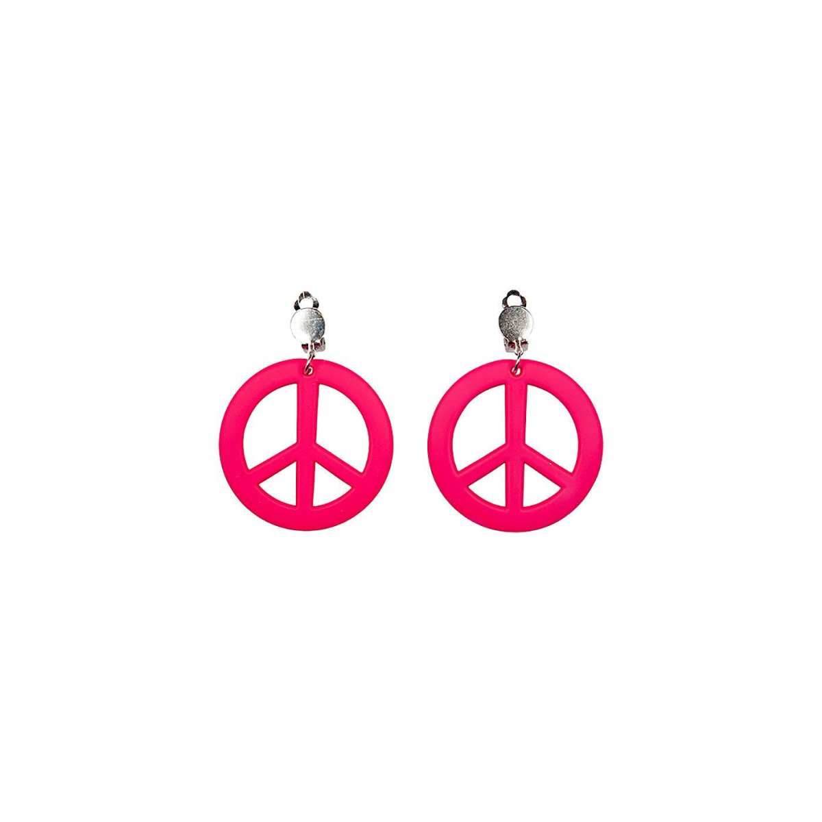Wicked Costumes Ltd - Hot Pink Hippie Peace Earrings - Adult - Fancy Dress Central