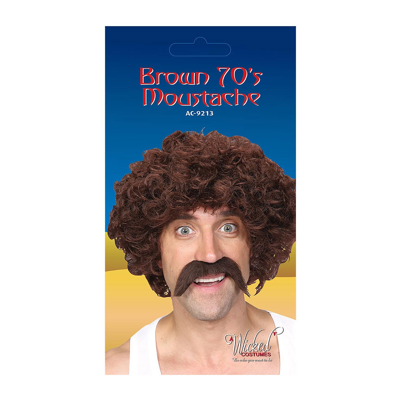 70s Style Moustache (Brown) - Adult