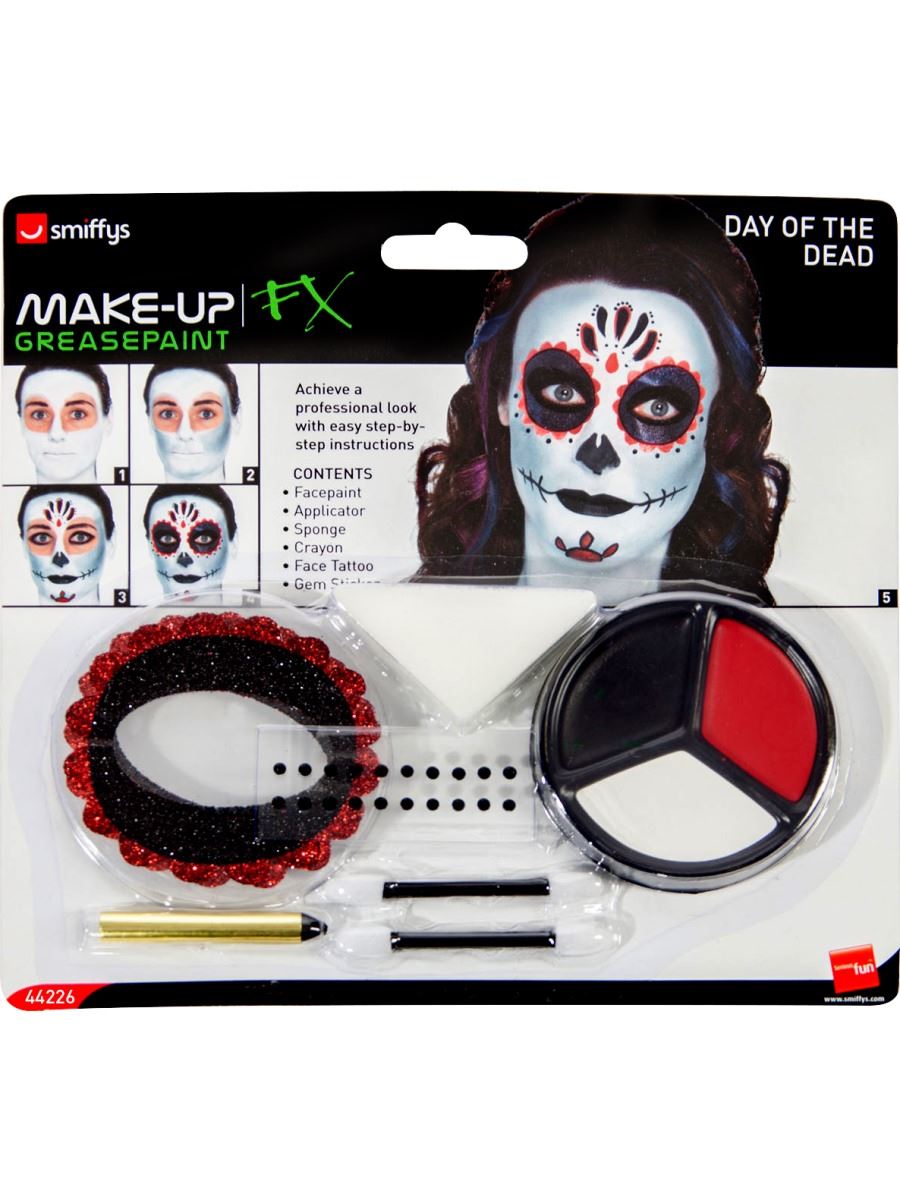 Smiffys - Make - Up FX Greasepaint - Day of the Dead - Fancy Dress Central