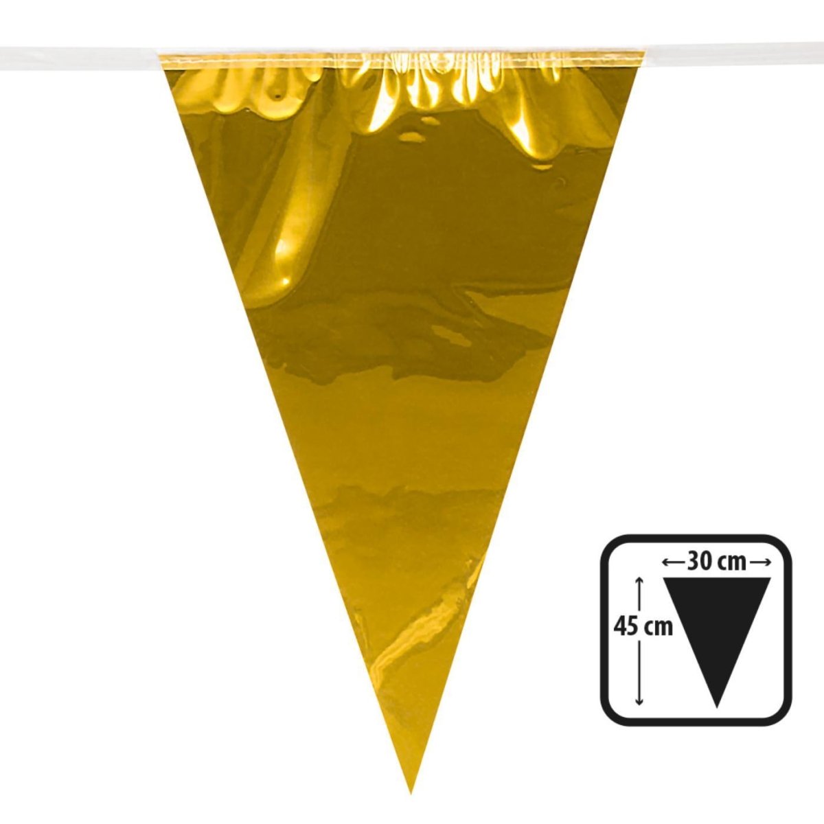Boland - 10m Giant Foil Triangular Bunting (Gold) - Fancy Dress Central