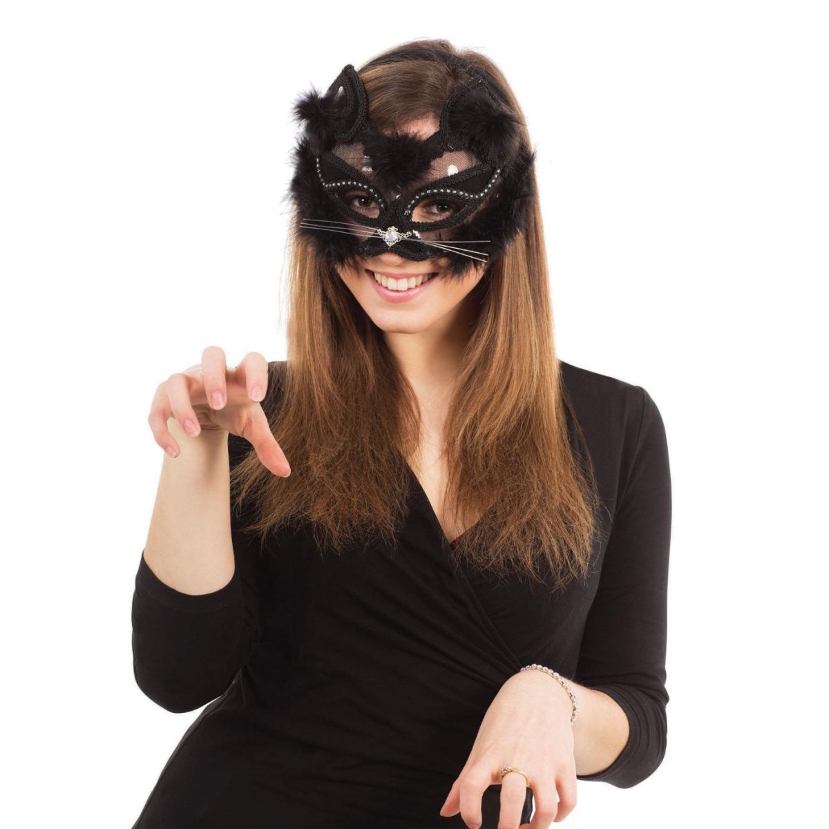 Rubies Masquerade Co. (UK) Ltd - Black Cat Eye Mask - Adult - Fancy Dress Central