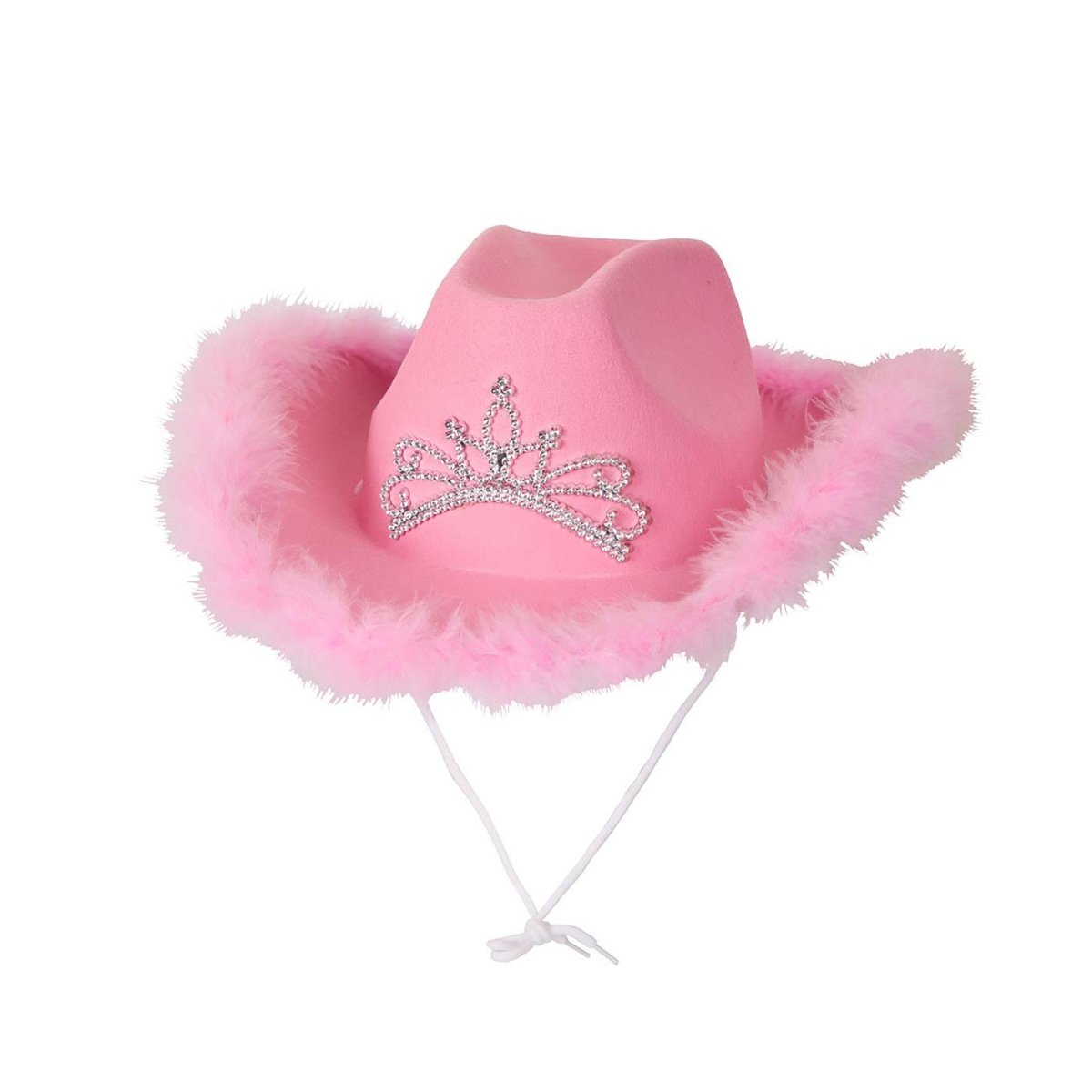 Wicked Costumes Ltd - Pink Tiara & Feather Texan Cowboy Hat - Adult - Fancy Dress Central