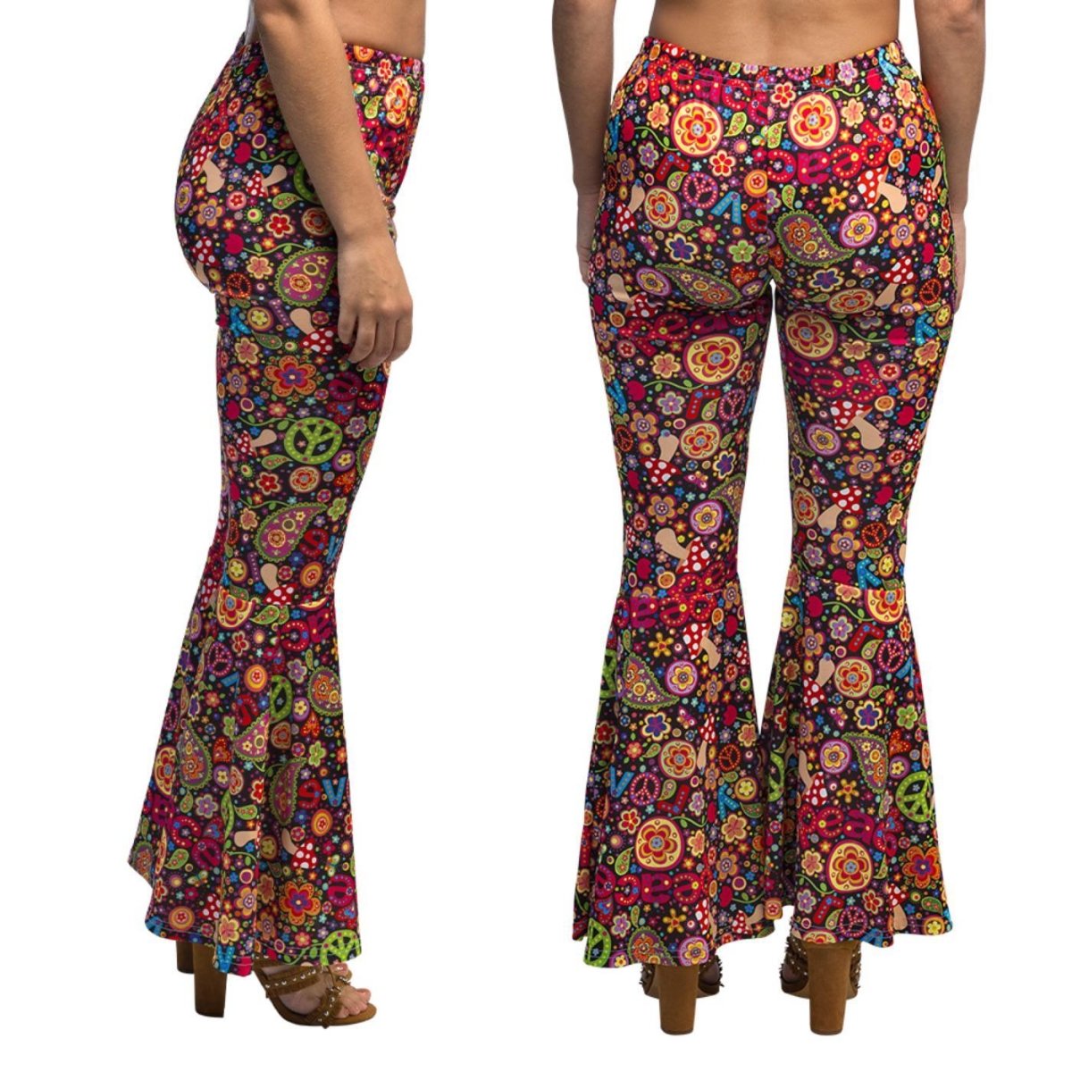 Boland - Flower Power Flare Trousers - Women - Fancy Dress Central
