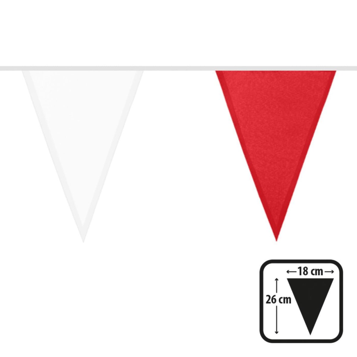 Boland - 6m Coloured Triangular Bunting (Red/White) - Fancy Dress Central