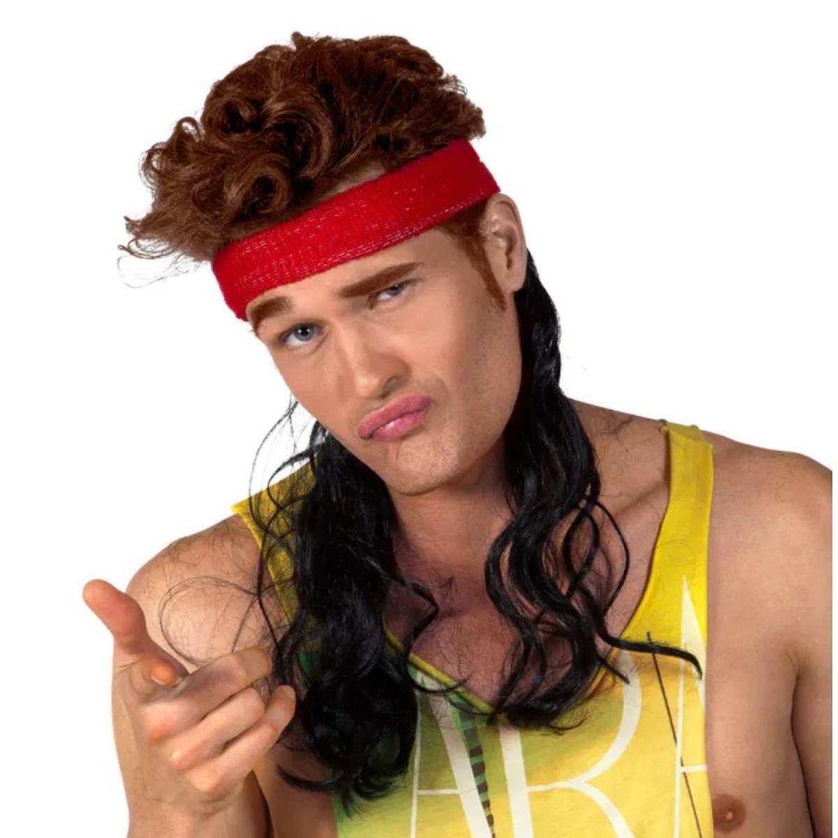 Headband with Hair (Red) - Adult