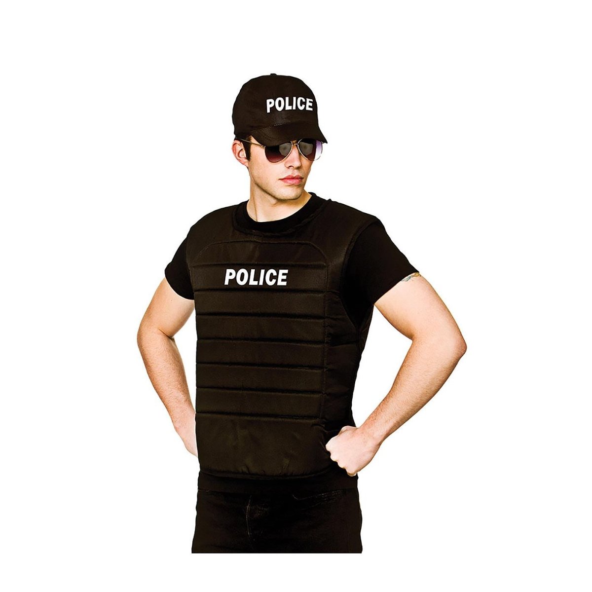 Wicked Costumes Ltd - Police Vest & Cap Set - Adult - Fancy Dress Central