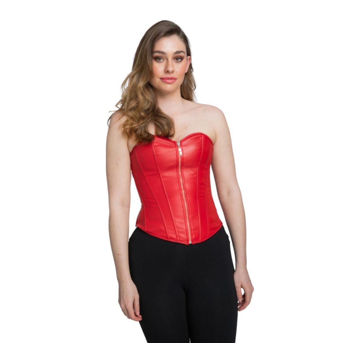 Wicked Costumes - Faux Leather Corset (Red) - Women - Fancy Dress Central