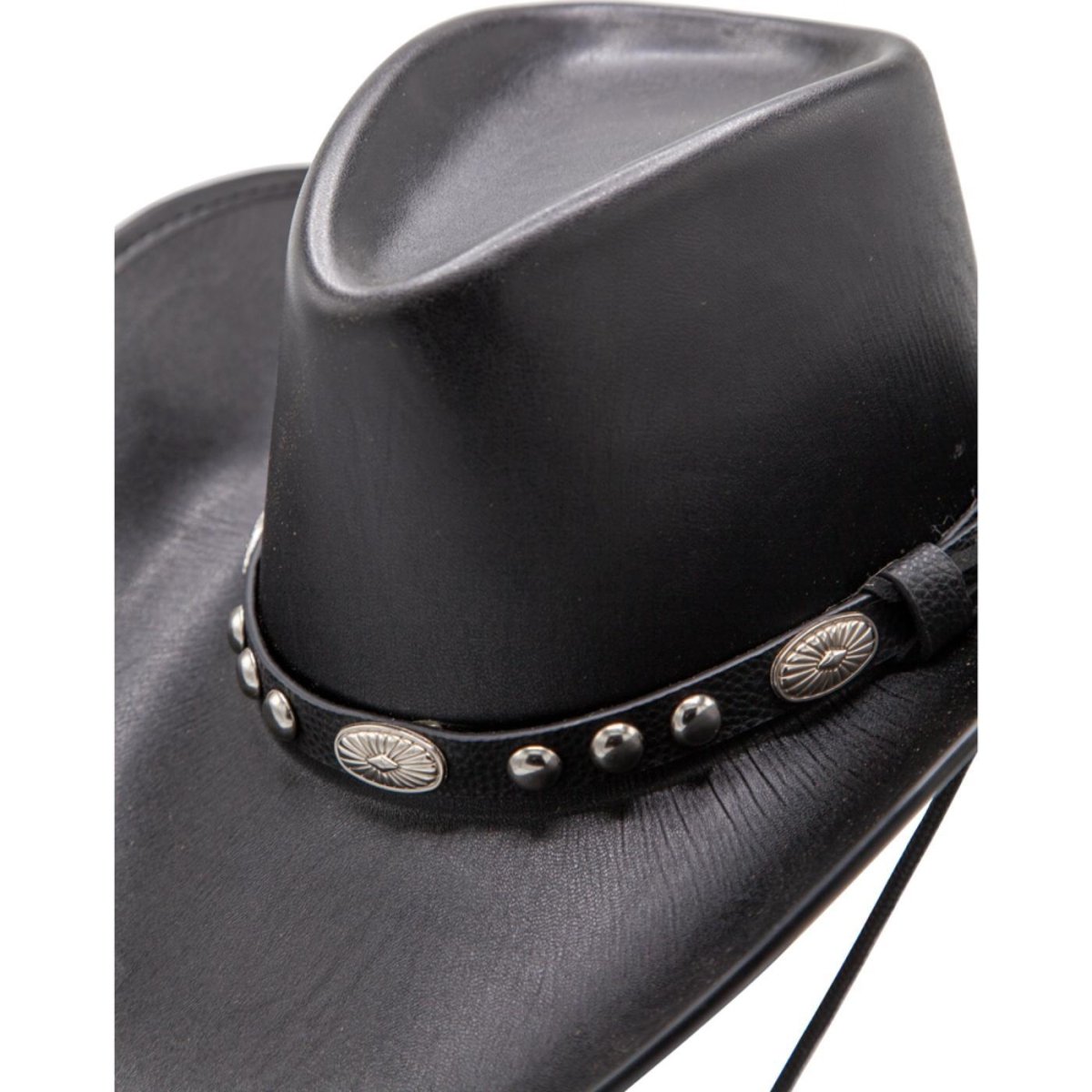 Wicked Costumes Ltd - Faux Leather Texan Cowboy Hat (Black) - Adult - Fancy Dress Central