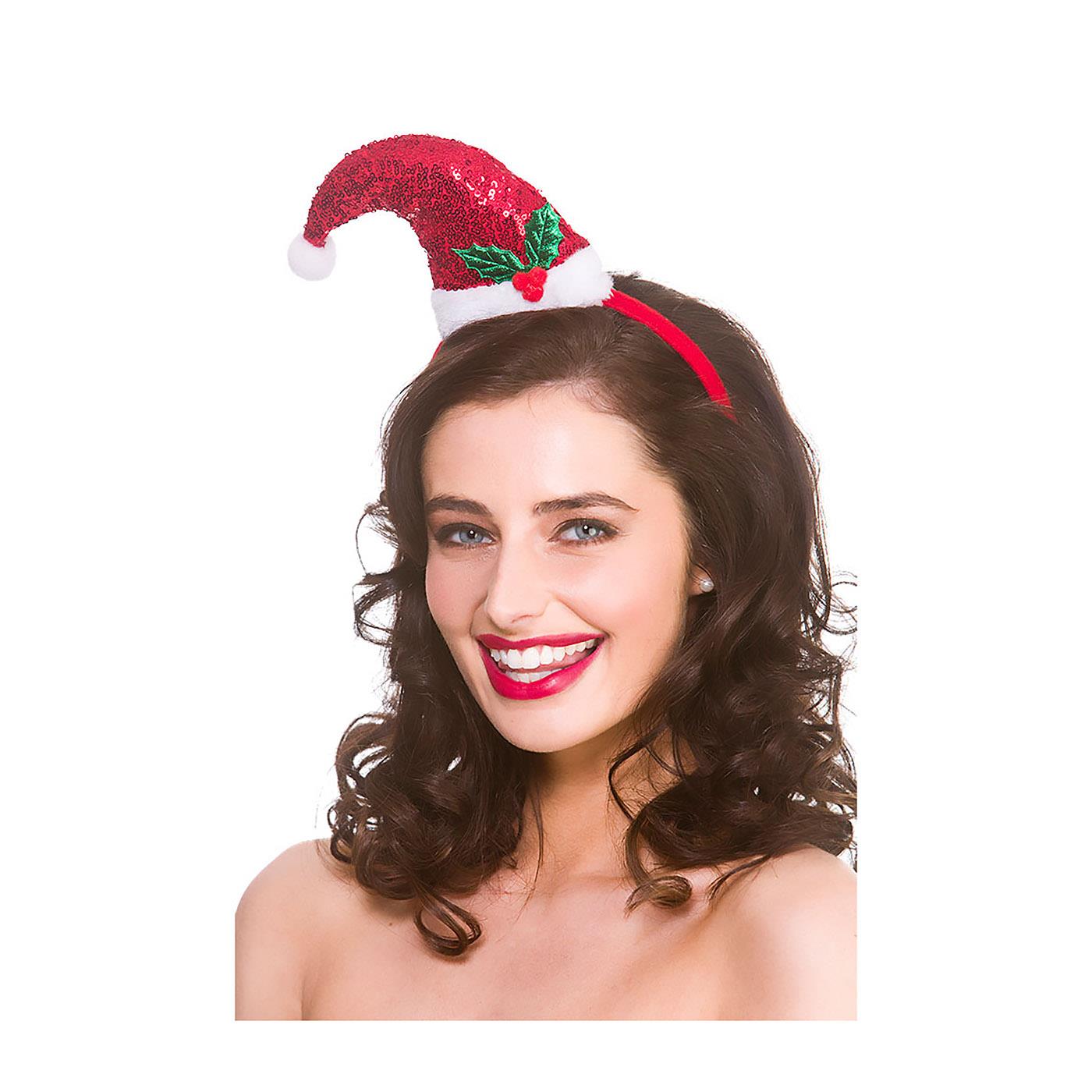 Wicked Costumes - Sequin Santa Hat on Headband - Adult