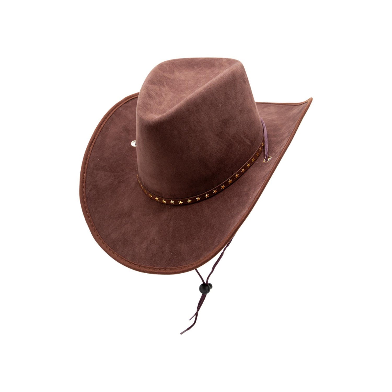 Suede Texan Cowboy Hat with Stars (Brown) - Adult