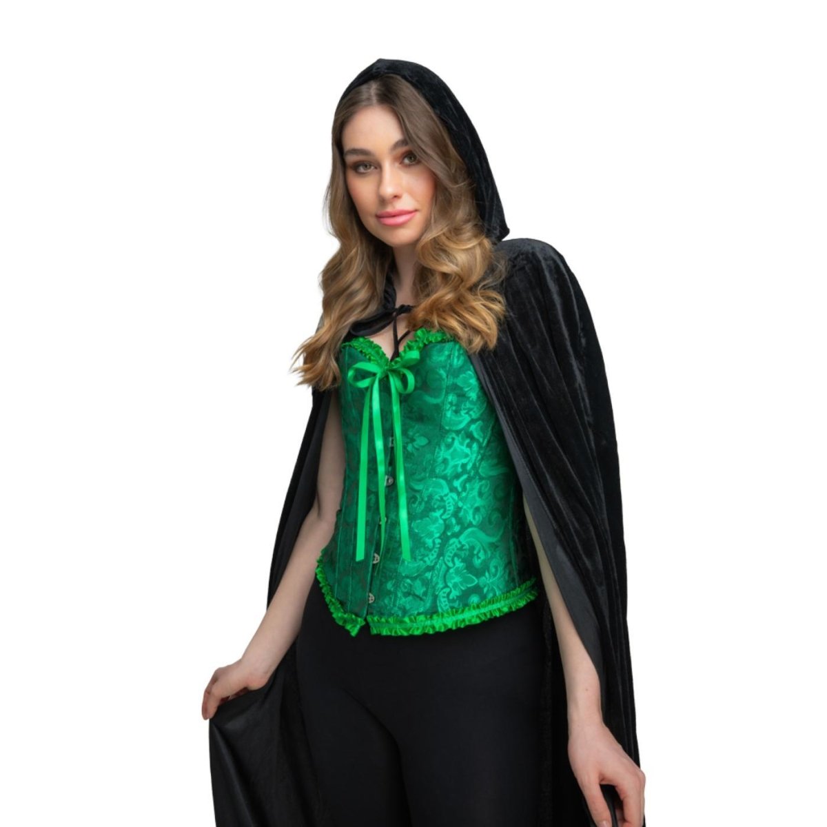 Wicked Costumes - Satin Patterned Corset (Green) - Women - Fancy Dress Central