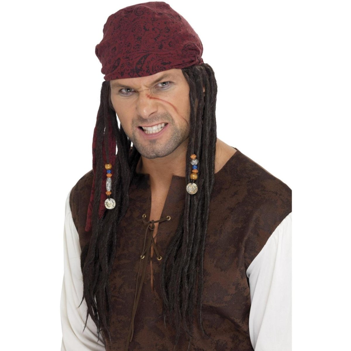 Smiffys - Pirate Wig & Head Scarf - Adult - Fancy Dress Central
