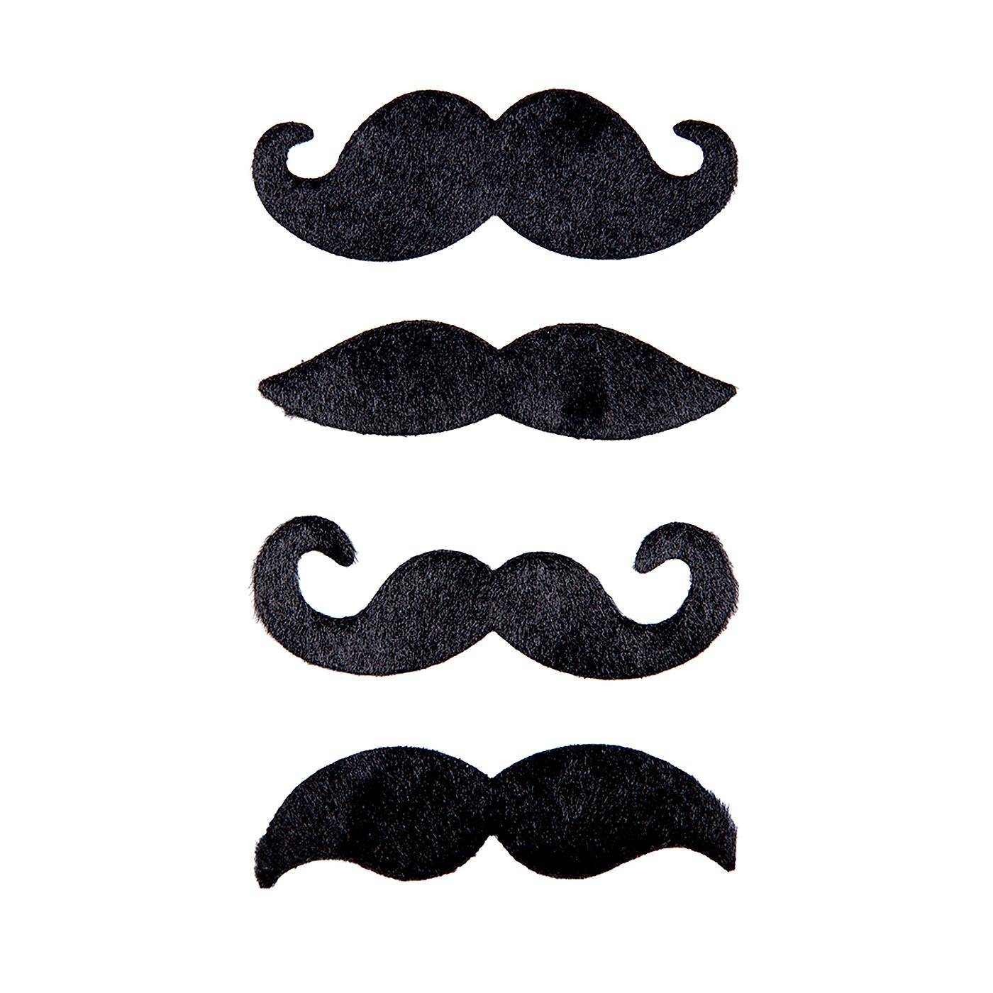Black Funny Moustaches (4 Pack) - Adult