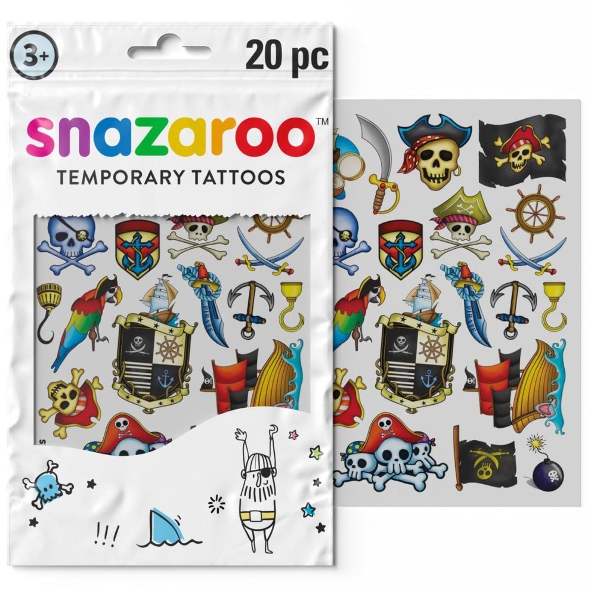 Colart - Temporary Tattoos (20 Pack) - Adventure - Fancy Dress Central