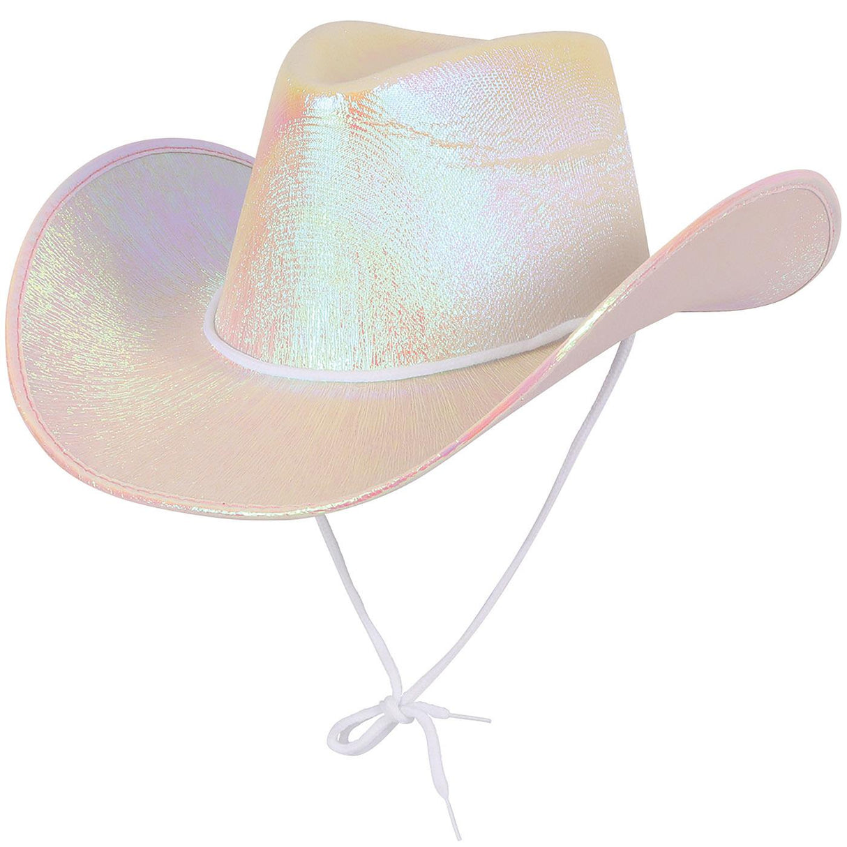 Iridescent Texan Cowboy Hat (White) - Adult