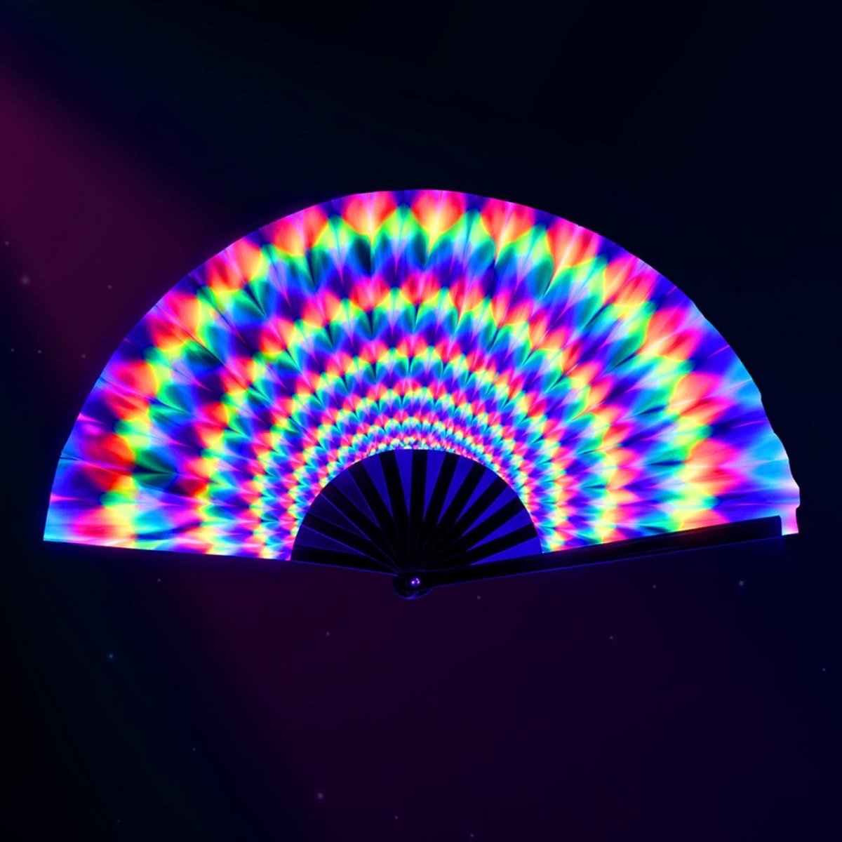 Boland - XL Rave Hand Fan (Rainbow) - Adult - Fancy Dress Central