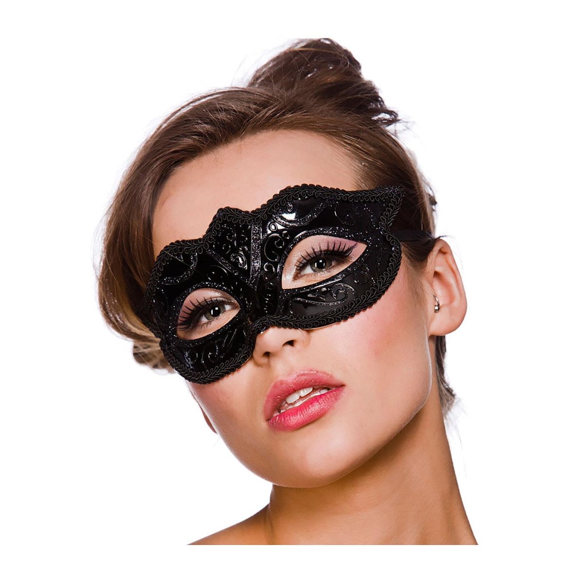 Wicked Costumes Ltd - Verona Masquerade Eye Mask (Black) - Adult - Fancy Dress Central