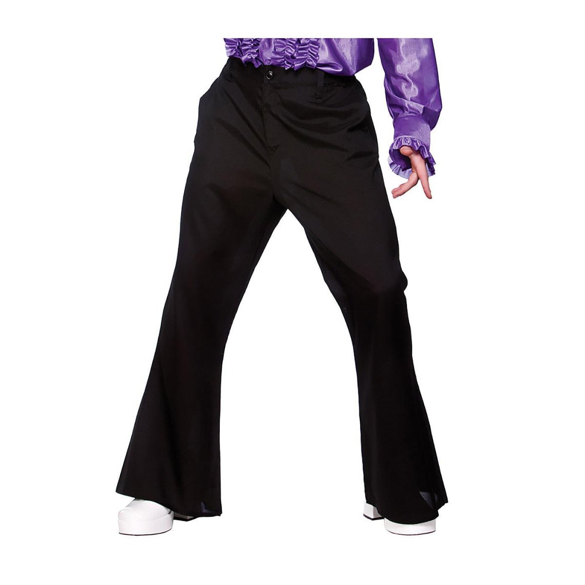 Wicked Costumes - 70s Flares with Pockets (Black) - Men - Fancy Dress Central