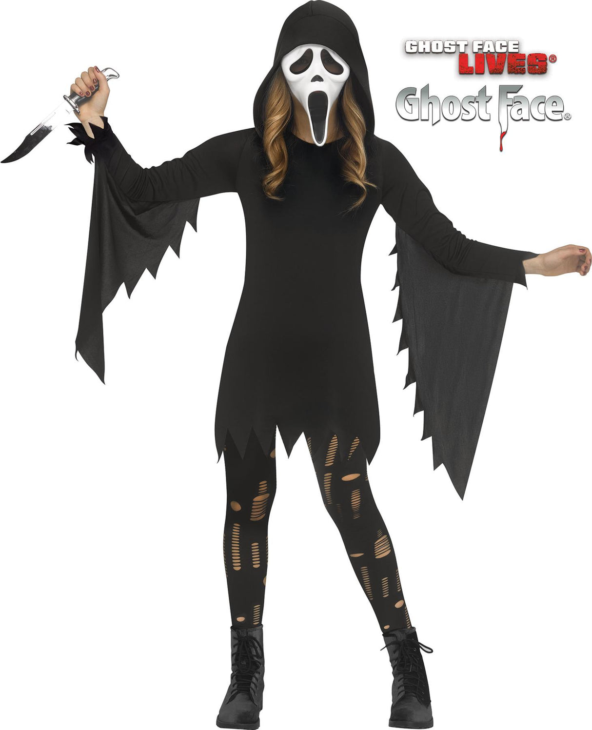 Ghost Face Glamour Costume - Girls